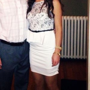 Bebe white and black fitted dress